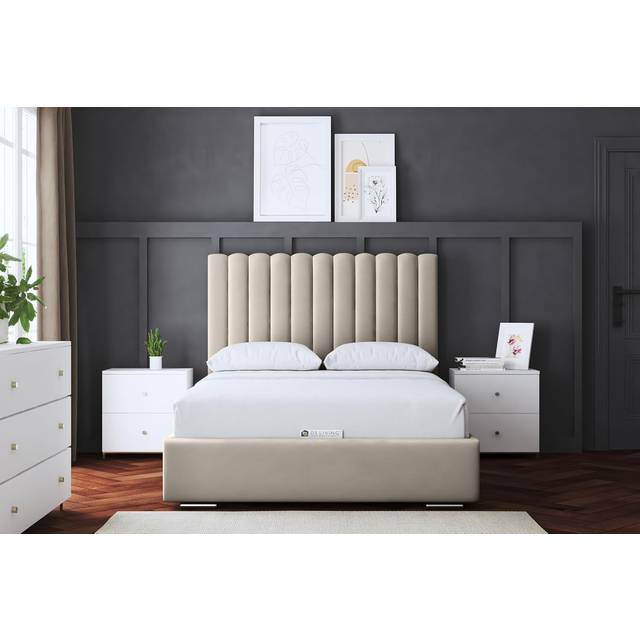 Evangeline Cream Upholstered Panel Bed Small Single