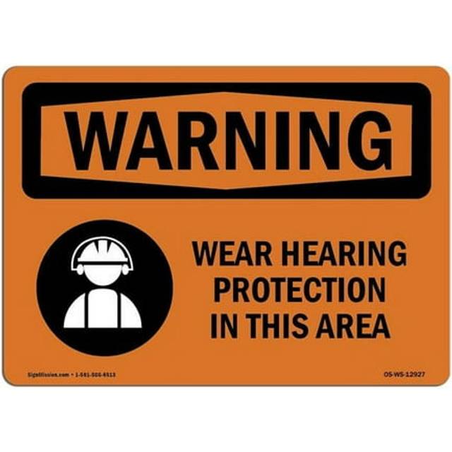 SignMission OS-WS-A-1218-L-12927 12 x 18 in. OSHA Warning Sign - Wear Hearing Protection in This Area