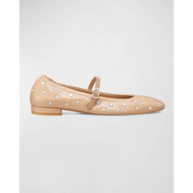 Stuart Weitzman Claris Stud Leather Ballet Flt