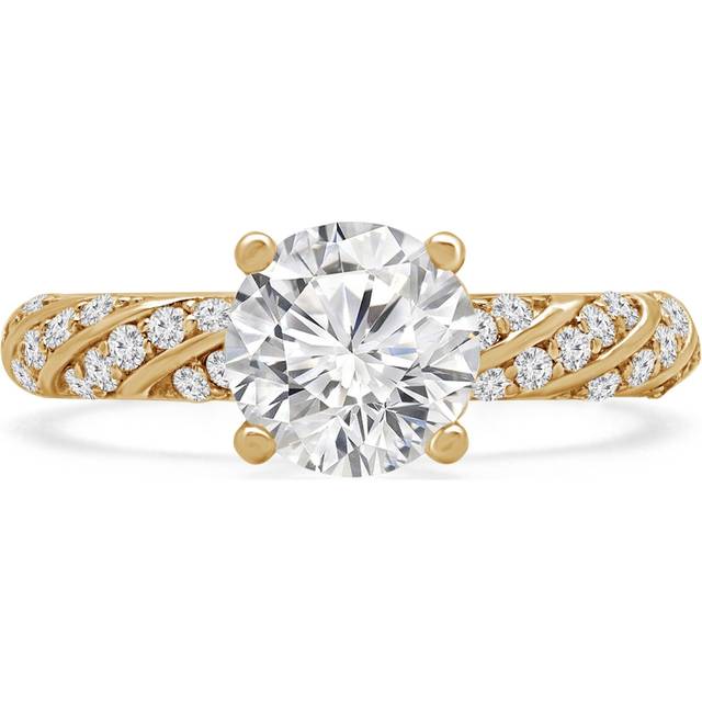 Majesty Diamonds MD240247-7 1.1 CTW Round Diamond Braided Solitaire with Accents Engagement Ring in 18K Yellow Gold - Size 7