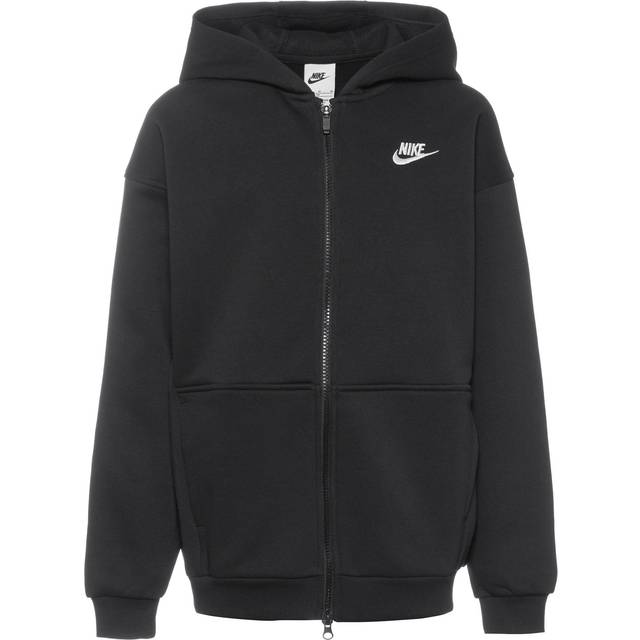 Nike Club Oversized Fleece Zip Hoodie Girls black, size: S