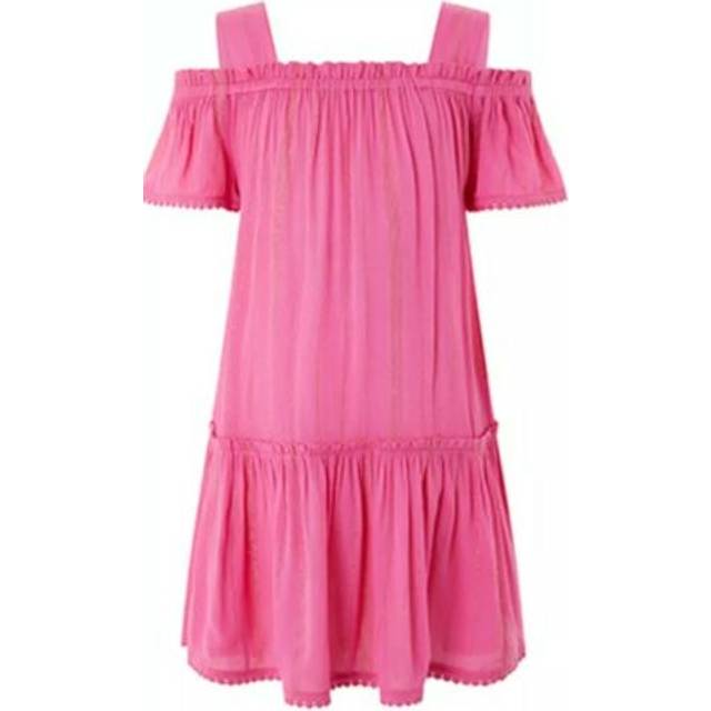 Monsoon olivia off shoulder girls beach dress pink age 11 - 12 metallic