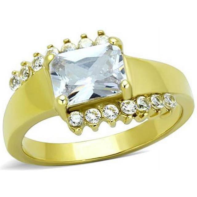 Alamode TK1588-7 Women IP Gold Stainless Steel Ring with AAA Grade CZ in Clear - Size 7