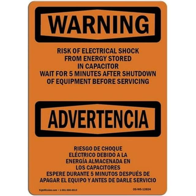 SignMission OS-WS-A-710-L-12824 7 x 10 in. OSHA Warning Sign - Risk of Electrical Shock From Energy