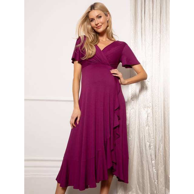 Tiffany Rose Maternity Waterfall Midi Dress, Plum Wine