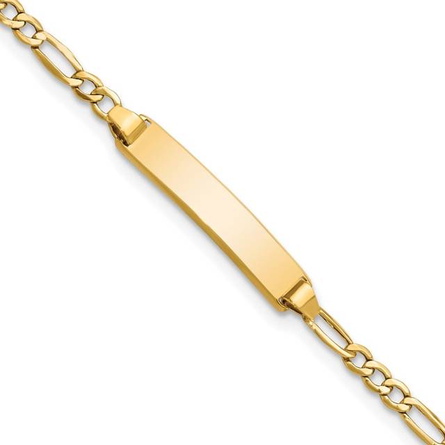Quality Gold 10DCID134-5.5 10K Yellow Gold Semi-Solid Figaro Link ID 5.5 in. Bracelet