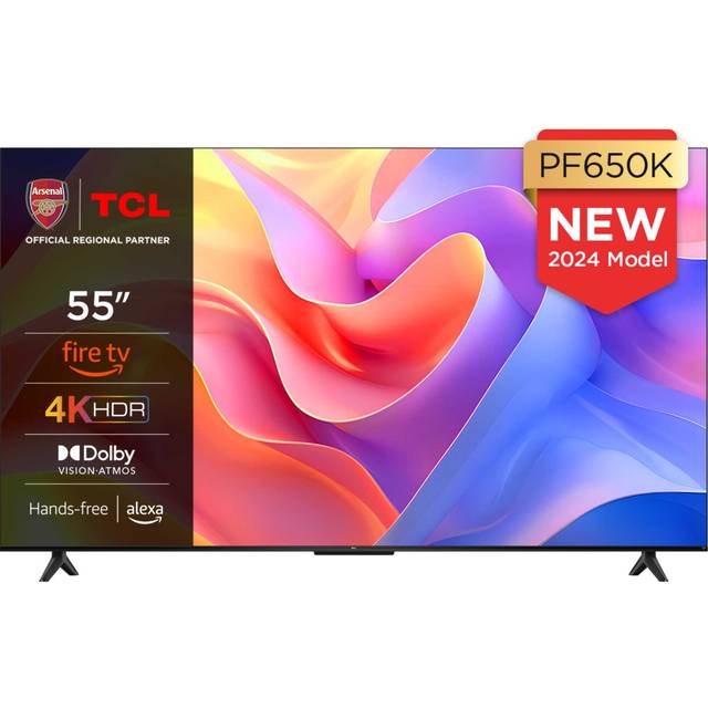 55" TCL 55PF650K Fire TV Smart 4K Ultra HD HDR LED TV with Amazon Alexa, Silver/Grey