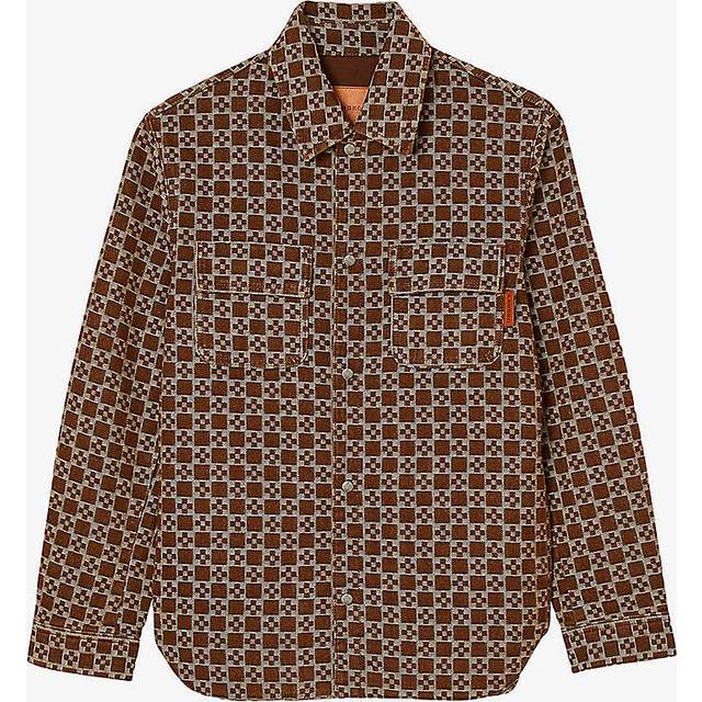 Sandro Mens Bruns Cross Logo-print Regular-fit Wool-blend Overshirt L