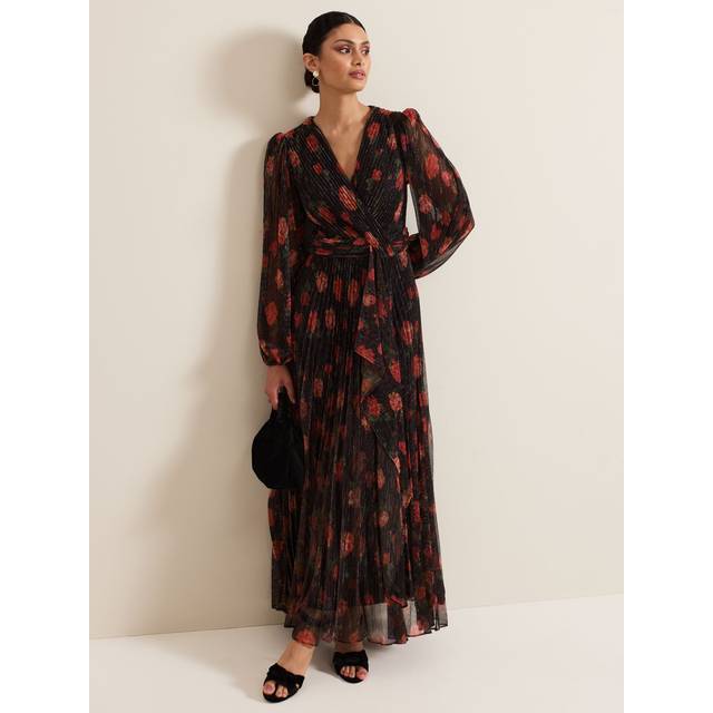 Phase Eight Floral Shimmer Maxi Dress - Black Multi - 16