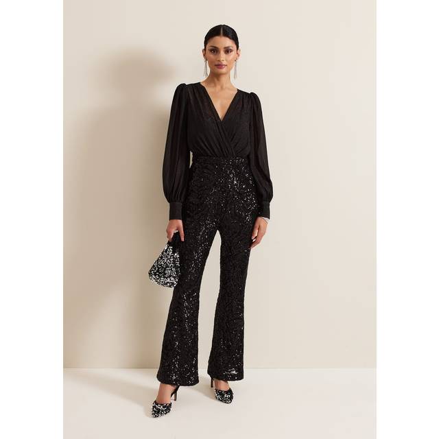 Phase Eight Milena Sequin Jumpsuit, Black