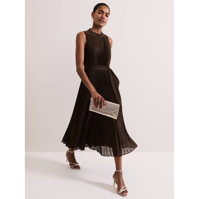 Phase Eight Pleat Midi Dress Multi - Phase Eight - Size: 14