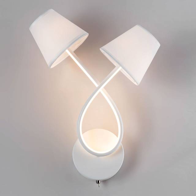 Harper Living Indoor Led Wall Sconce Lamp With 2 Vintage Fabric Shade, Toggle Switch In White - One Size