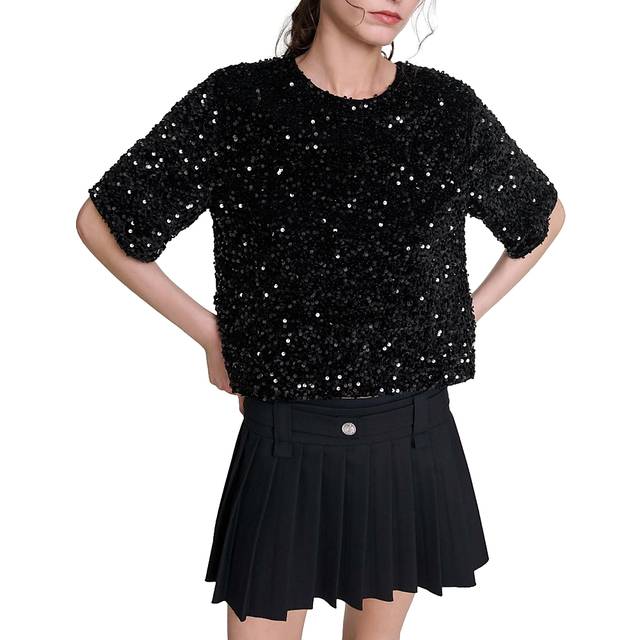 Maje Lequinou Velvet and Sequin Top