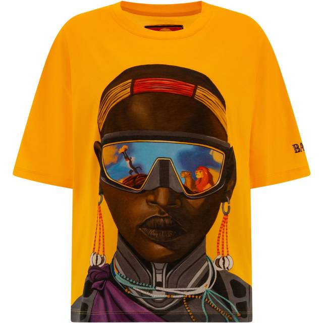 Balmain, Topp, Dam, M, Bomull, Disney x : The Lion King - T-shirt med tryck Nika Mtwana - yellow (M)