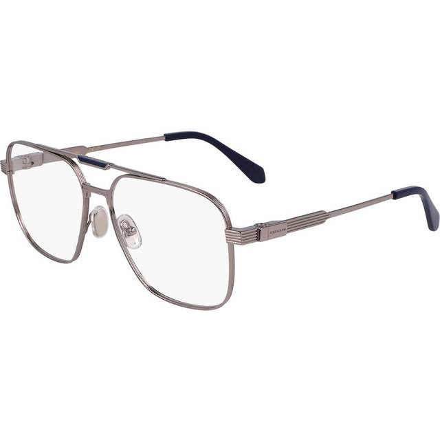 Salvatore Ferragamo SF2591 021 Men's Eyeglasses Silver Size 57 (Frame Only) - Blue Light Block Available - Light Ruthenium Silver (57)