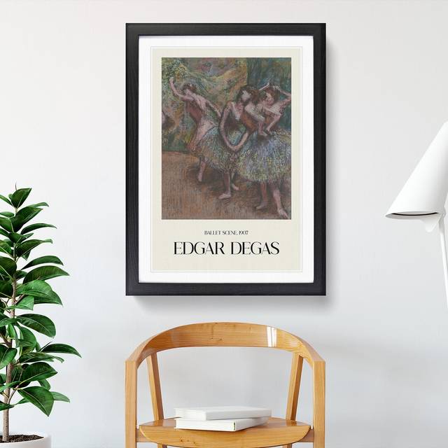 View of the Ballet Ballerina Dancers by Edgar Degas - Picture Frame Art Prints - Black (36cm H x 27cm W x 2cm D)