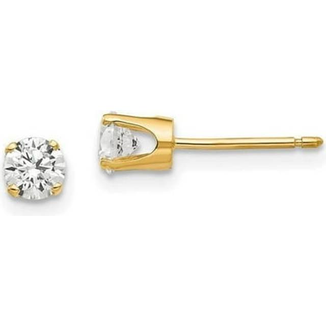 14K Yellow Gold 4 mm Round Stud Earring Mounting with Backs
