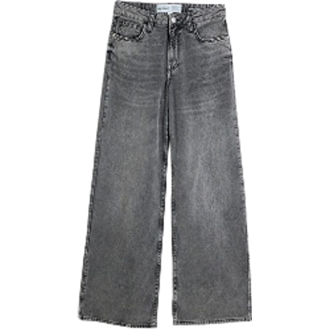 River Island Womens Grey Denim Mid Rise Wide Leg Jeans - 18R