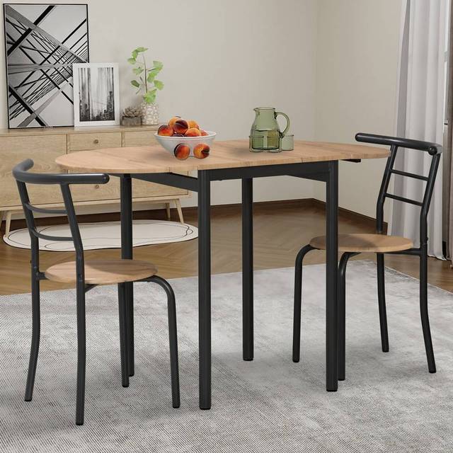 Elba 2 Seater 115cm Extending Dining Set Oak and Black - Brown