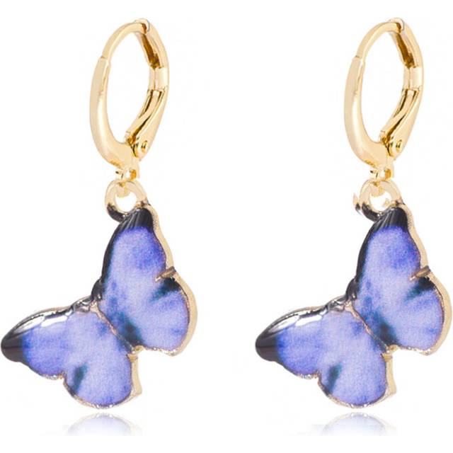 (Purple) Butterfly Unique Alloy Drop Earrings Fashionable Metal Jewelry Ideal For Gifts