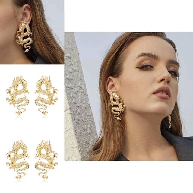 Fashionable Cool Dragon Earrings Stylish Alloy Design Perfect For Anniversaries And Celebrations