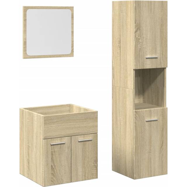 vidaXL 3 Piece Bathroom Furniture Set Sonoma Oak Engineered Wood - Brown