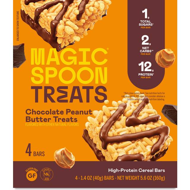 Magic Spoon High Protein Cereal Bars Chocolate Peanut Butter 4 Bars