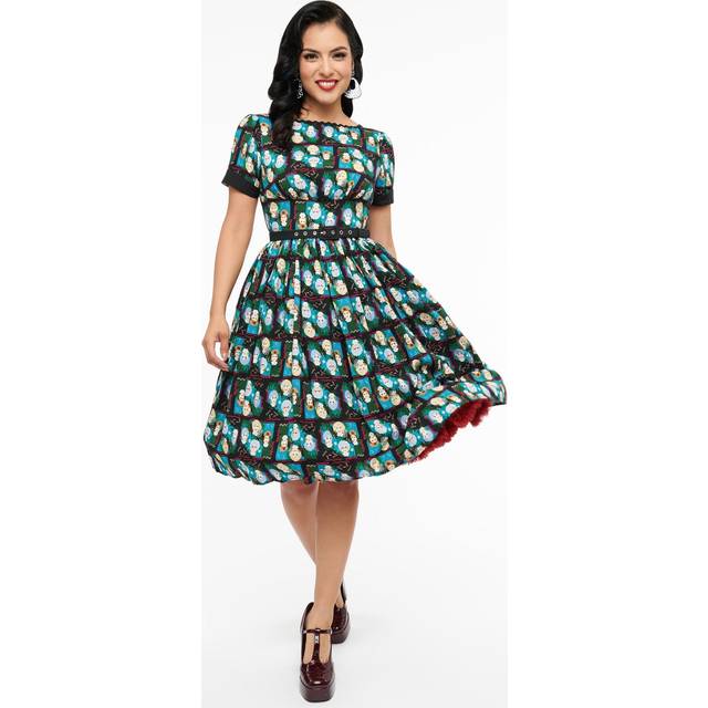 The Golden Girls X Unique Vintage Black & Blue The Golden Girls Print Swing Dress - XSmall/2