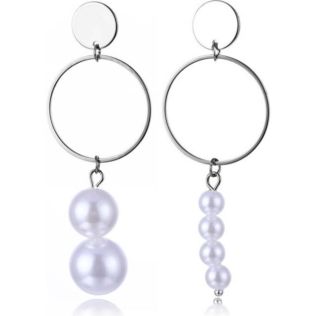 Geometric Chic Pearl Earrings Trendy Asymmetrical Design Perfect For Gifts