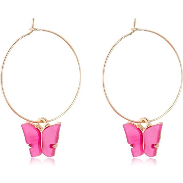 (Dark Pink) Popular Butterfly Alloy Earrings Perfect For Birthdays And Anniversaries