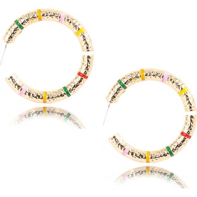 (Gold) Sophisticated Geometric Hoop Earrings In Various Colors For Women