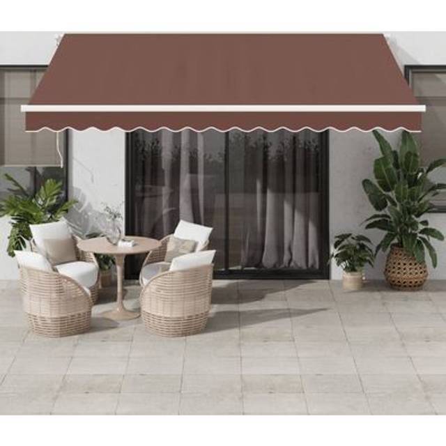 Manual Retractable Awning with LED Brown 400x350 cm vidaXL