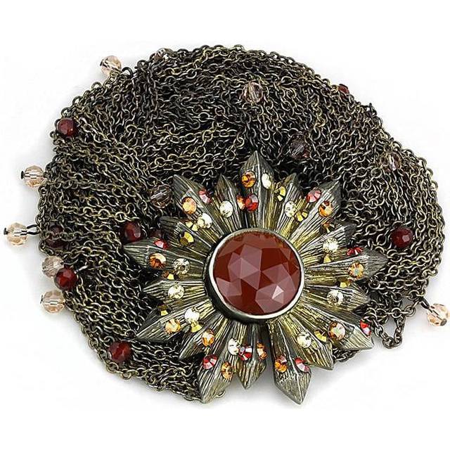 Alamode LO4224-7.5 Women Antique Copper Brass Bracelet with Synthetic in Garnet - 7.5 in.