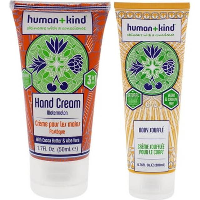 Hand-Elbow-Feet Cream - Watermelon and Body Souffle - Tube Kit by Human+Kind for Unisex - 2 Pc Kit 1.7oz Cream  6.76oz Body Cream