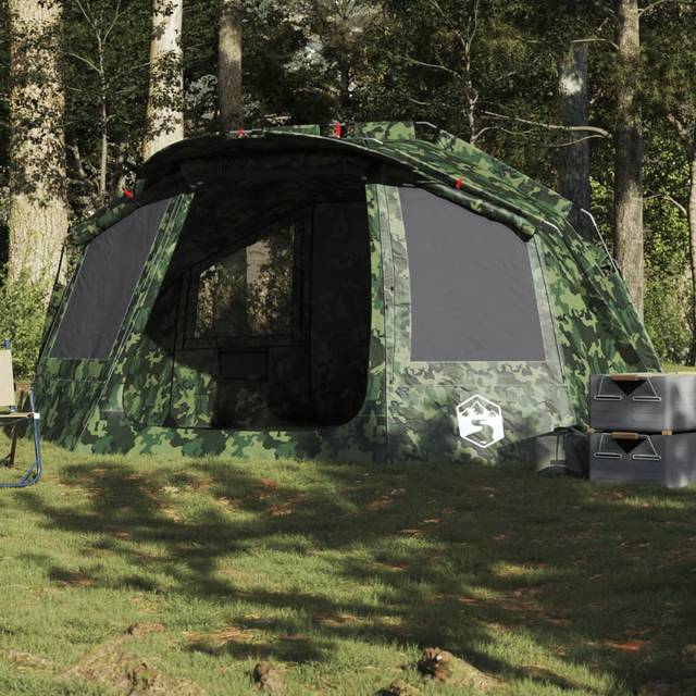 vidaXL Fishing Tent 5-Person Camouflage Waterproof - Green