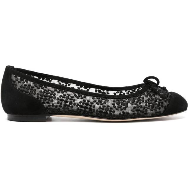 Manolo Blahnik - Verona ballet flat - women - Calf Suede/Fabric/Calf Leather/Calf Suede - 39 - Black