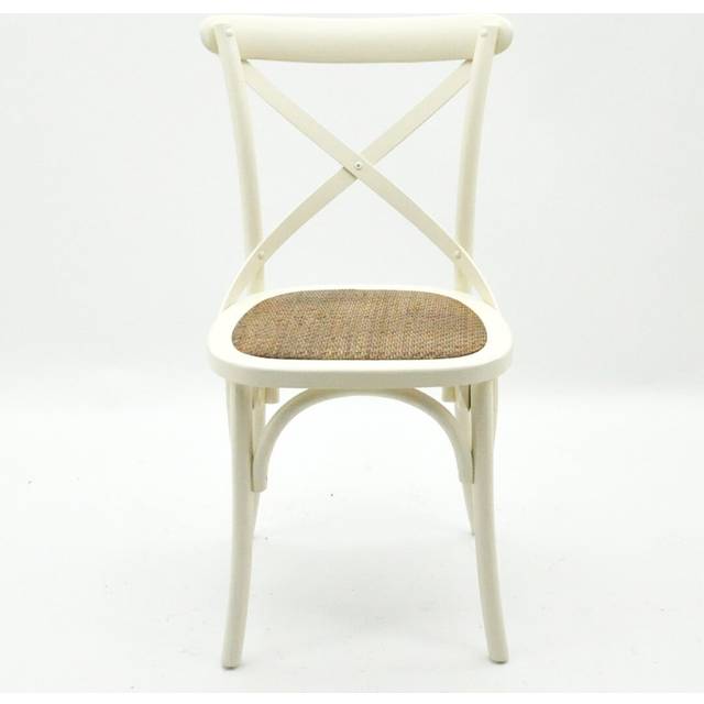 August Grove Berkely Cross Back Stacking Side Chair Cream 89cm H X 45cm W X 42cm D