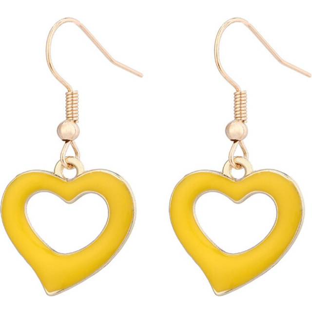 (Yellow) Fashionable Simple Heart Drip Oil Earrings Chic Casual Street Style Hot Sale