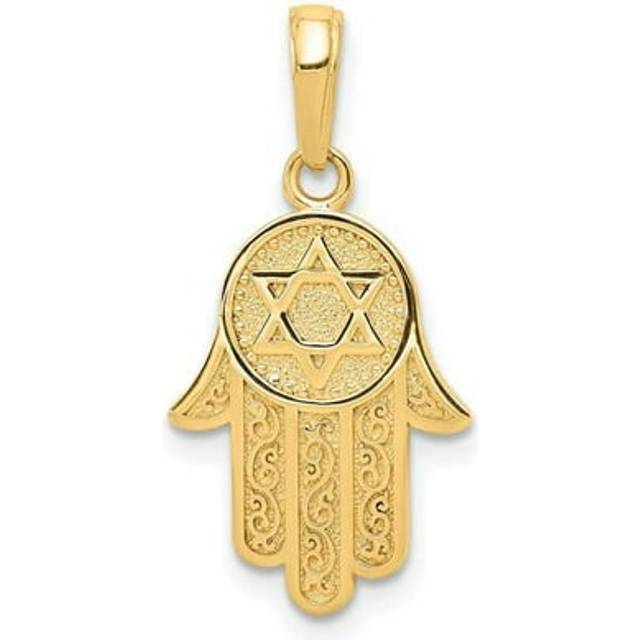 14K Yellow Gold Jewish Hand of God with Star of David Pendant