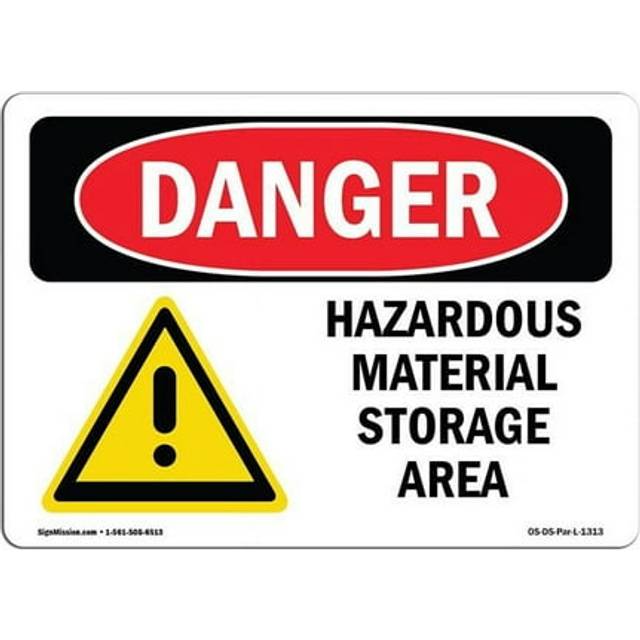 SignMission OS-DS-A-1218-L-1313 12 x 18 in. OSHA Danger Sign - Hazardous Material Storage Area
