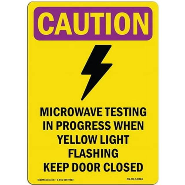 SignMission OS-CR-A-1014-V-10246 10 x 14 in. OSHA Caution Radiation Sign - Microwave Testing in with Symbol