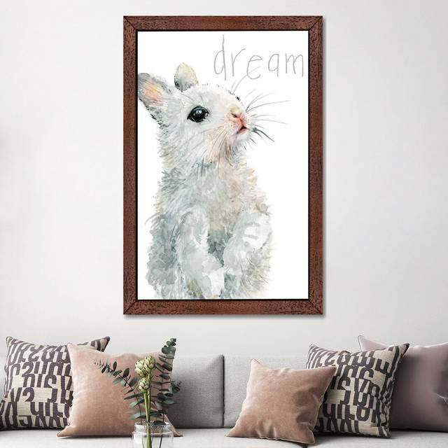 'Forest Fur Baby Bunny' by Carol Robinson - Floater Frame Painting Print on Canvas - Brown (152.5 cm H x 101.5 cm W)