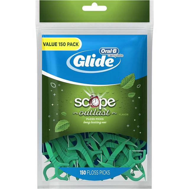 Glide Complete with Scope Outlast Dental Floss Picks, Mint, 150 Count