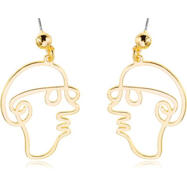 (StyleS) Alloy Face Elegant Earrings For Women Modern Cartoon Expression Design Jewelry