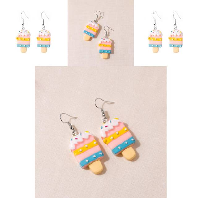 Ice Resin Festive Cream Earrings Vibrant Geometric Studs For All Occasions