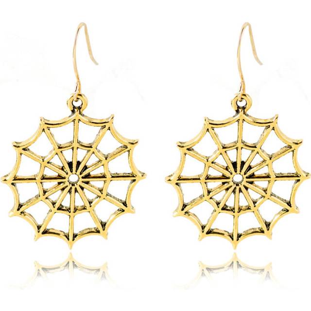 And Gold Chic Silver Spider Web Earrings Alloy Hollow Out Design For Women