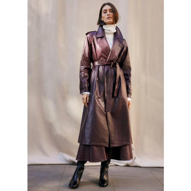 Phase Eight Women's Carla Croc Pu Trench Coat - Burgundy - 12