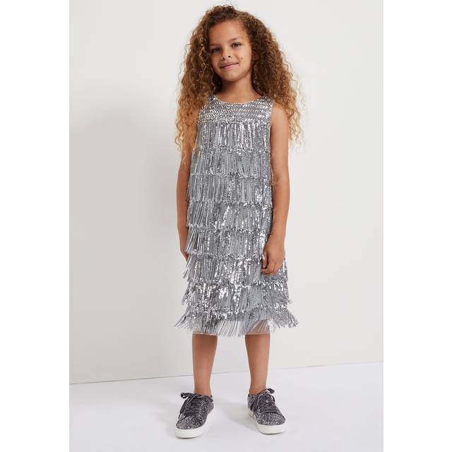 Phase Eight Women's Lulu Fringe Sequin Dress - Silver - 9/10