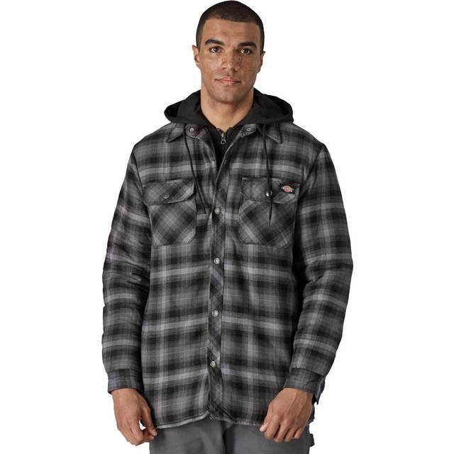 Dickies Hooded Fleece Flannel Shirt Jacket Black / Timber XL