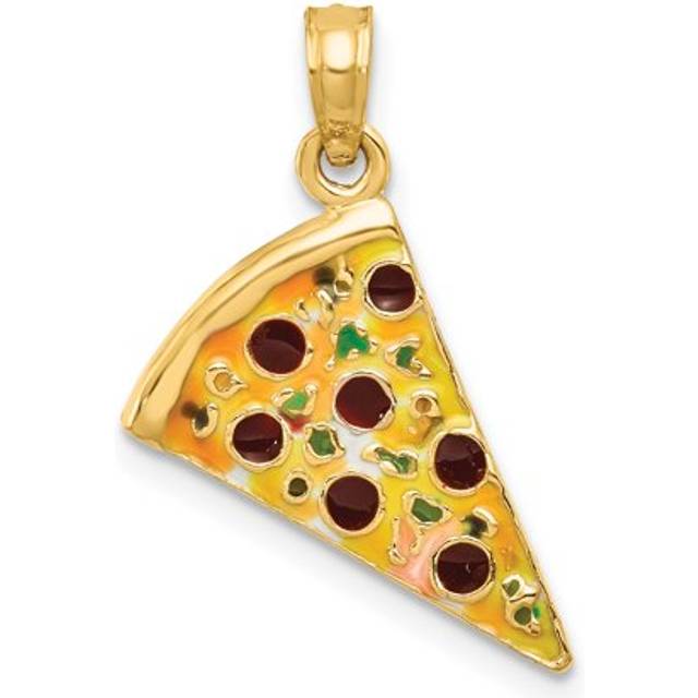 14K Yellow Gold Enameled Pizza Slice Pendant